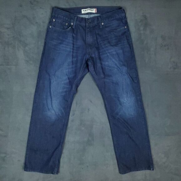 Levis 514 Jeans Mens 34x30 Blue Slim Straight Denim Classic Five Pocket Pants - Picture 1 of 13